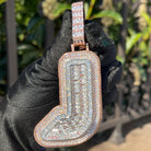 Custom 2 Tone 18k Gold Diamond Varsity Font Pendant - Drip Culture Jewelry