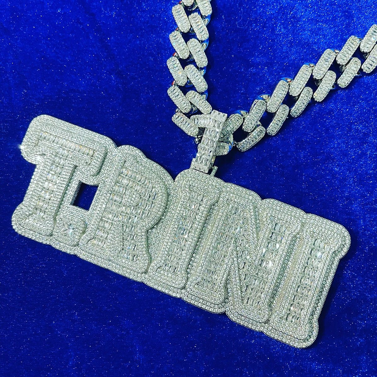 Custom 2 Tone 18k Gold Diamond Varsity Font Pendant - Drip Culture Jewelry
