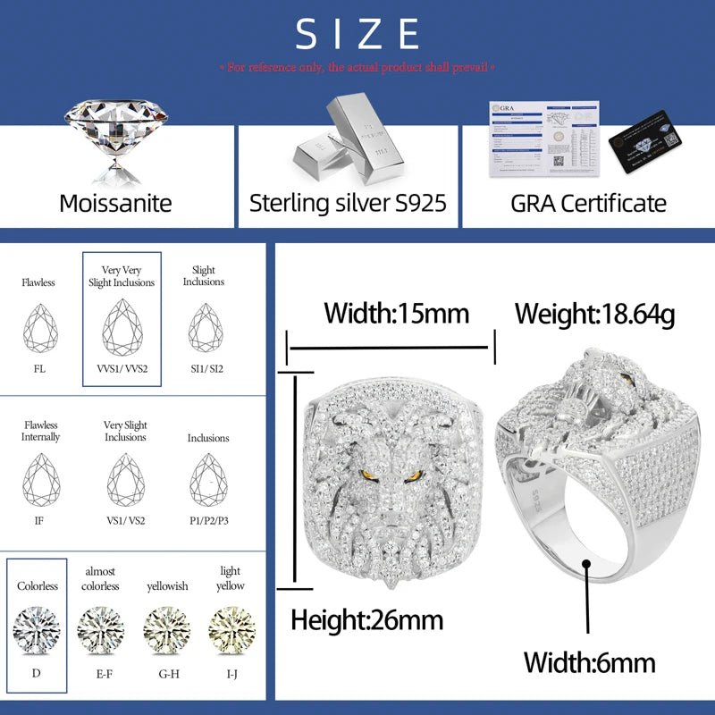 Moissanite Diamond 18k Gold Lion Ring - Drip Culture Jewelry