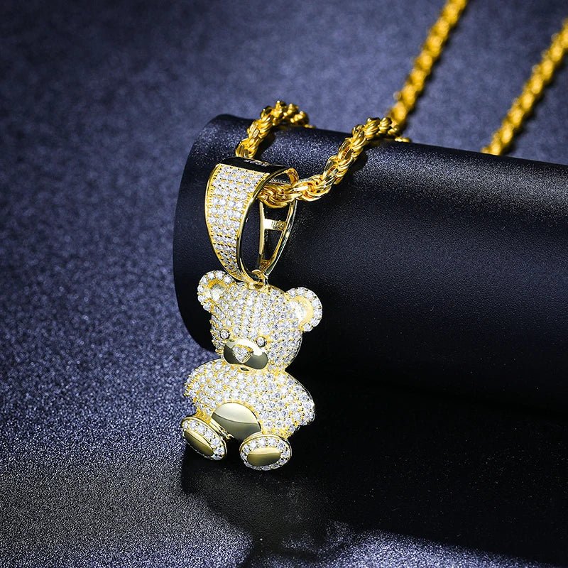 Moissanite Diamond 18k Gold Teddy Bear - Drip Culture Jewelry