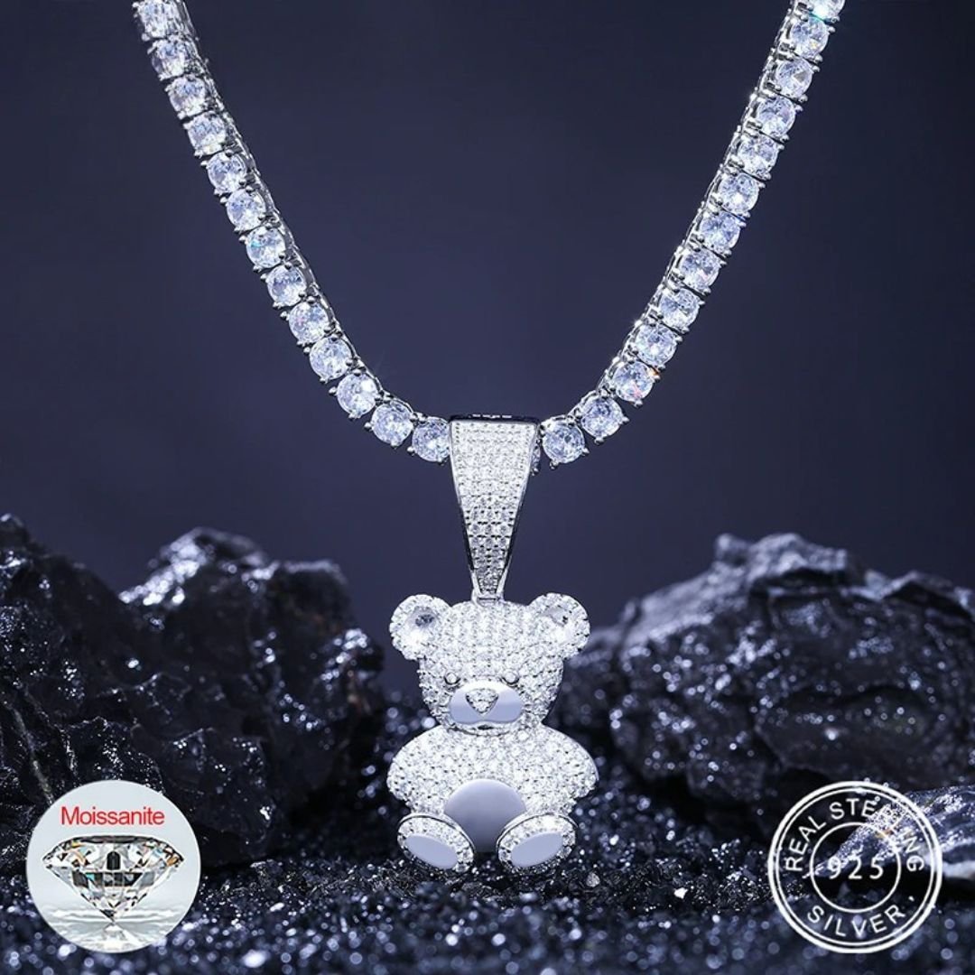 Moissanite Diamond 18k Gold Teddy Bear - Drip Culture Jewelry