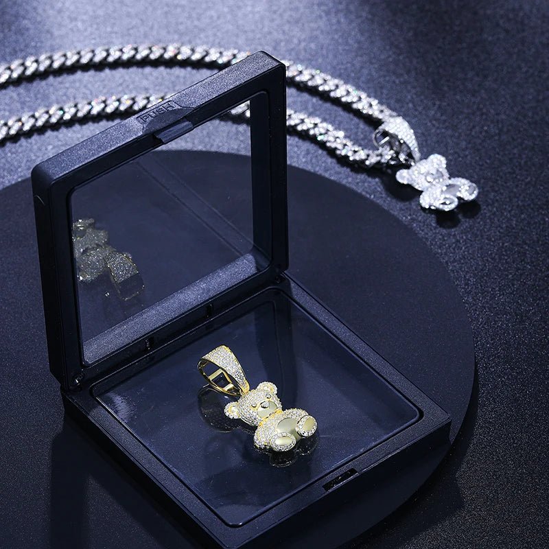 Moissanite Diamond 18k Gold Teddy Bear - Drip Culture Jewelry
