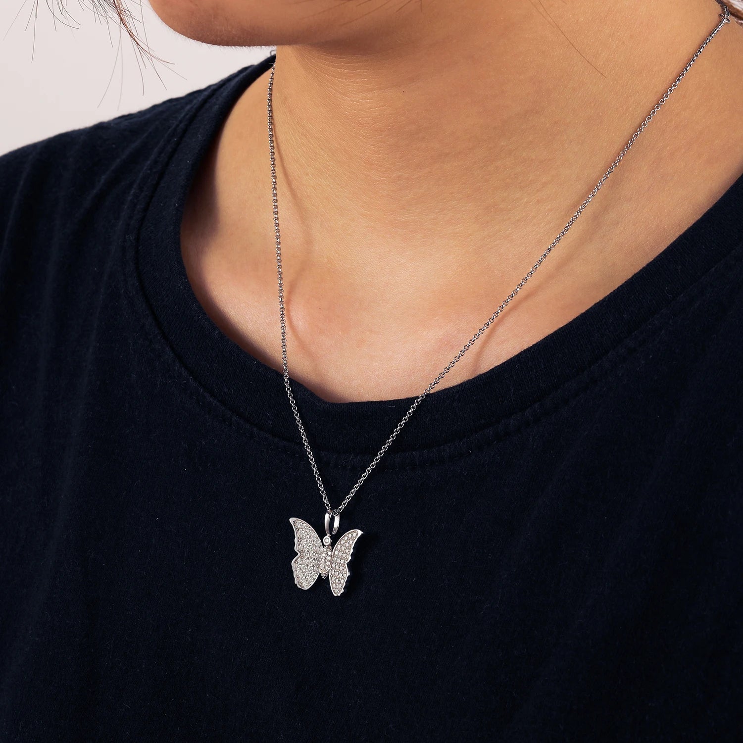 Moissanite Diamond Butterfly Pendant - Drip Culture Jewelry