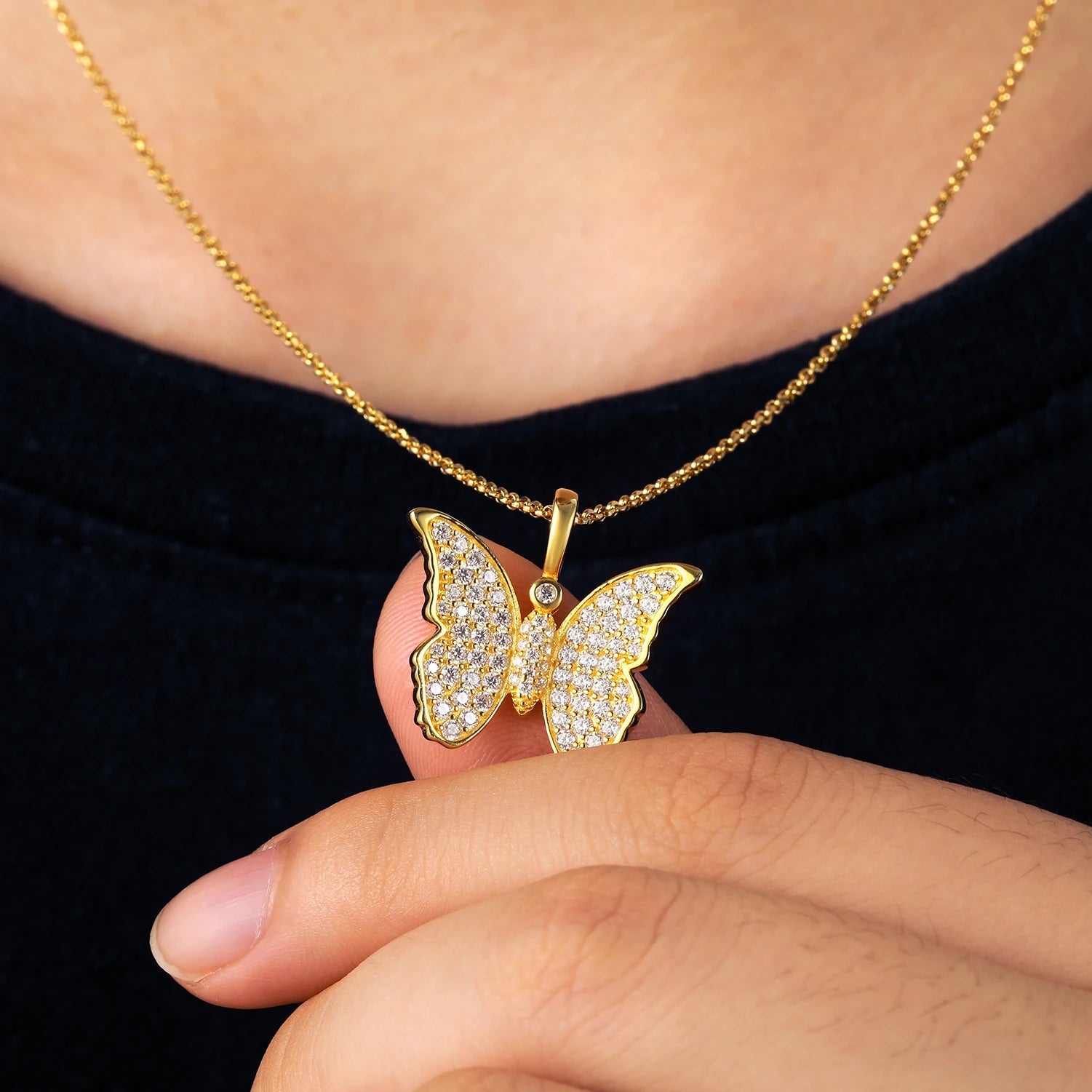 Moissanite Diamond Butterfly Pendant - Drip Culture Jewelry