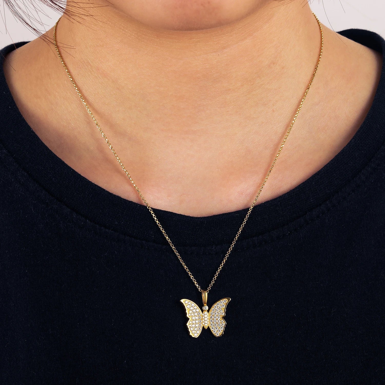 Moissanite Diamond Butterfly Pendant - Drip Culture Jewelry
