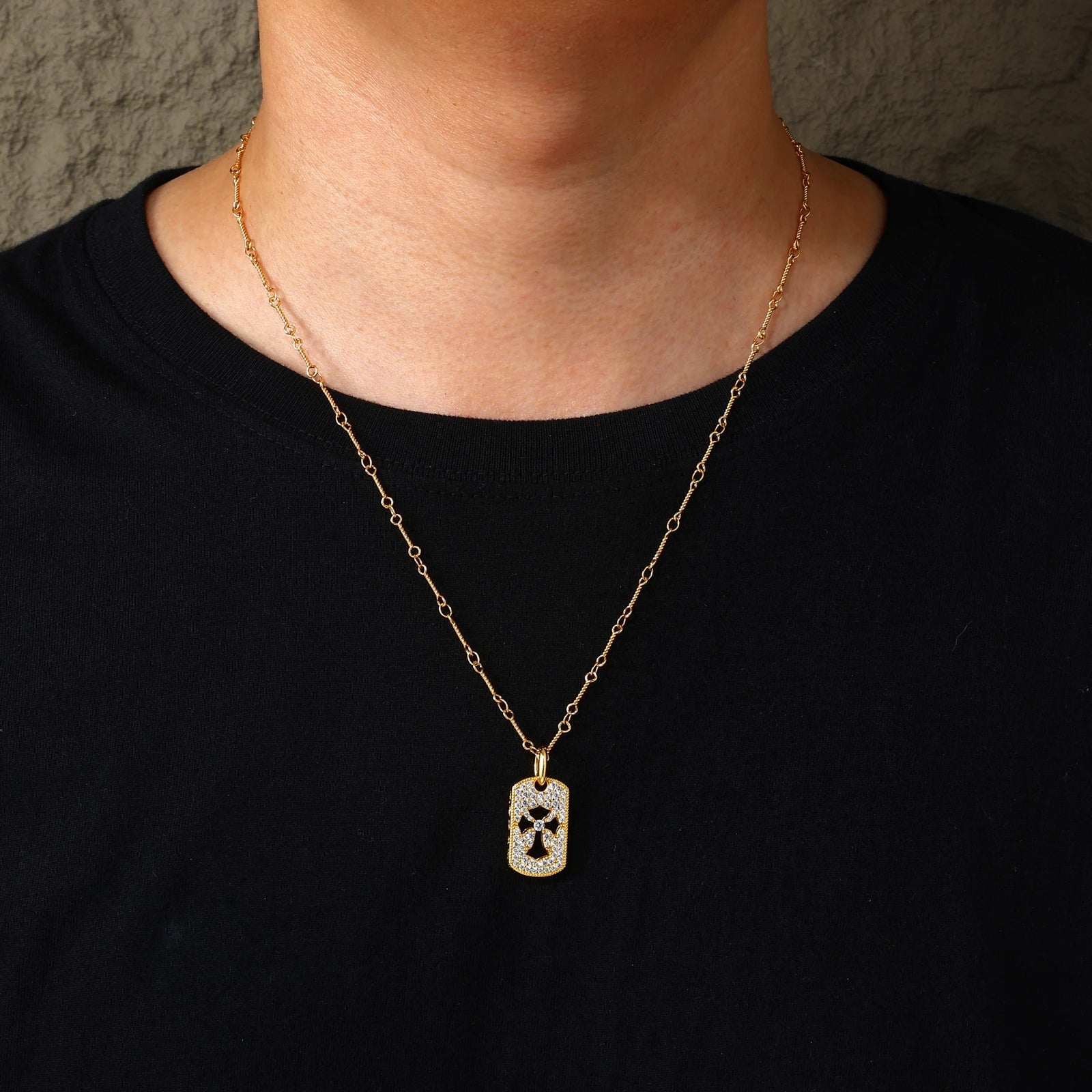 Moissanite Diamond Cross Dog Tag - Drip Culture Jewelry