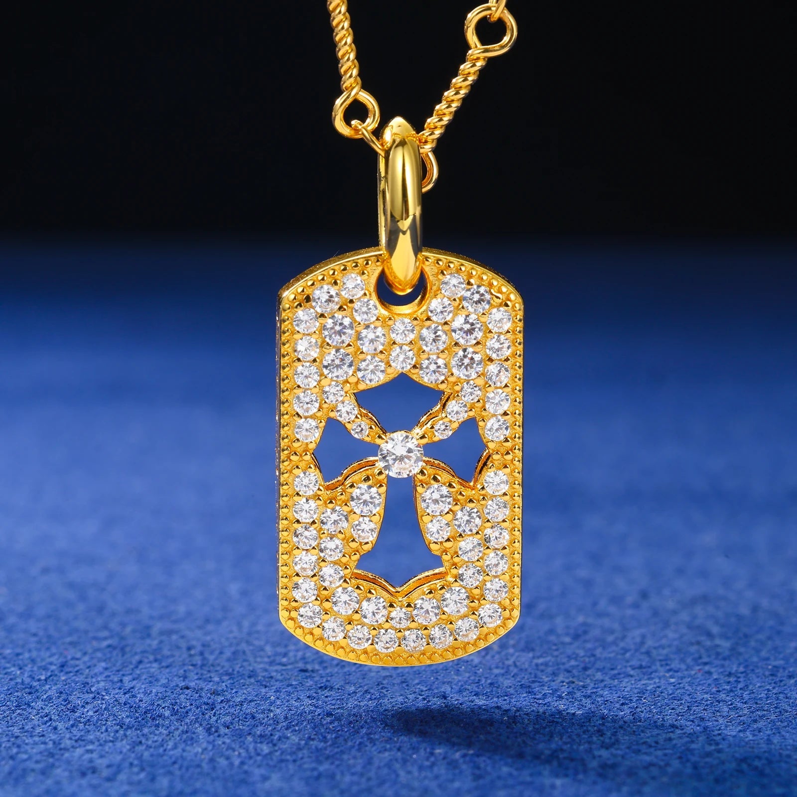 Moissanite Diamond Cross Dog Tag - Drip Culture Jewelry