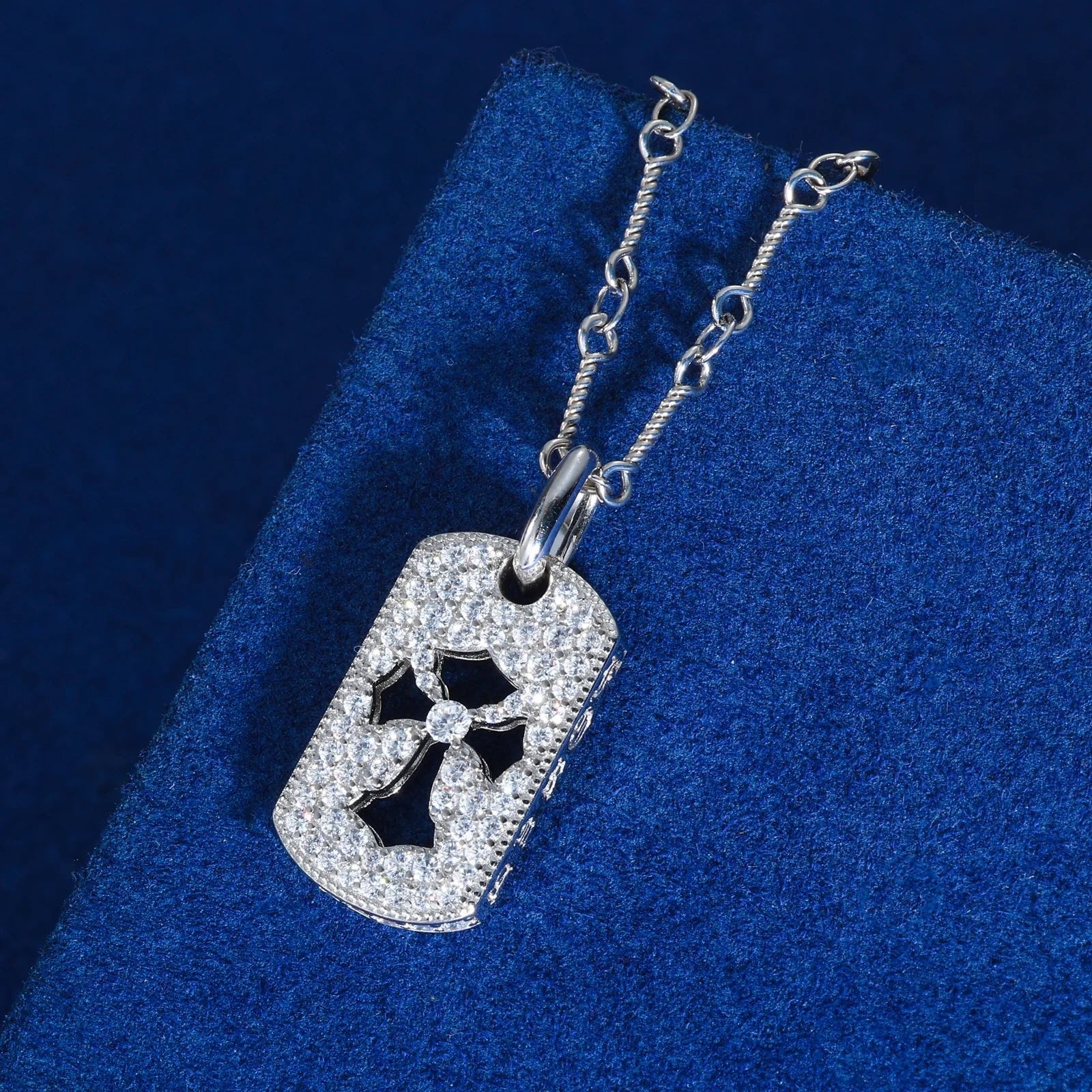 Moissanite Diamond Cross Dog Tag - Drip Culture Jewelry