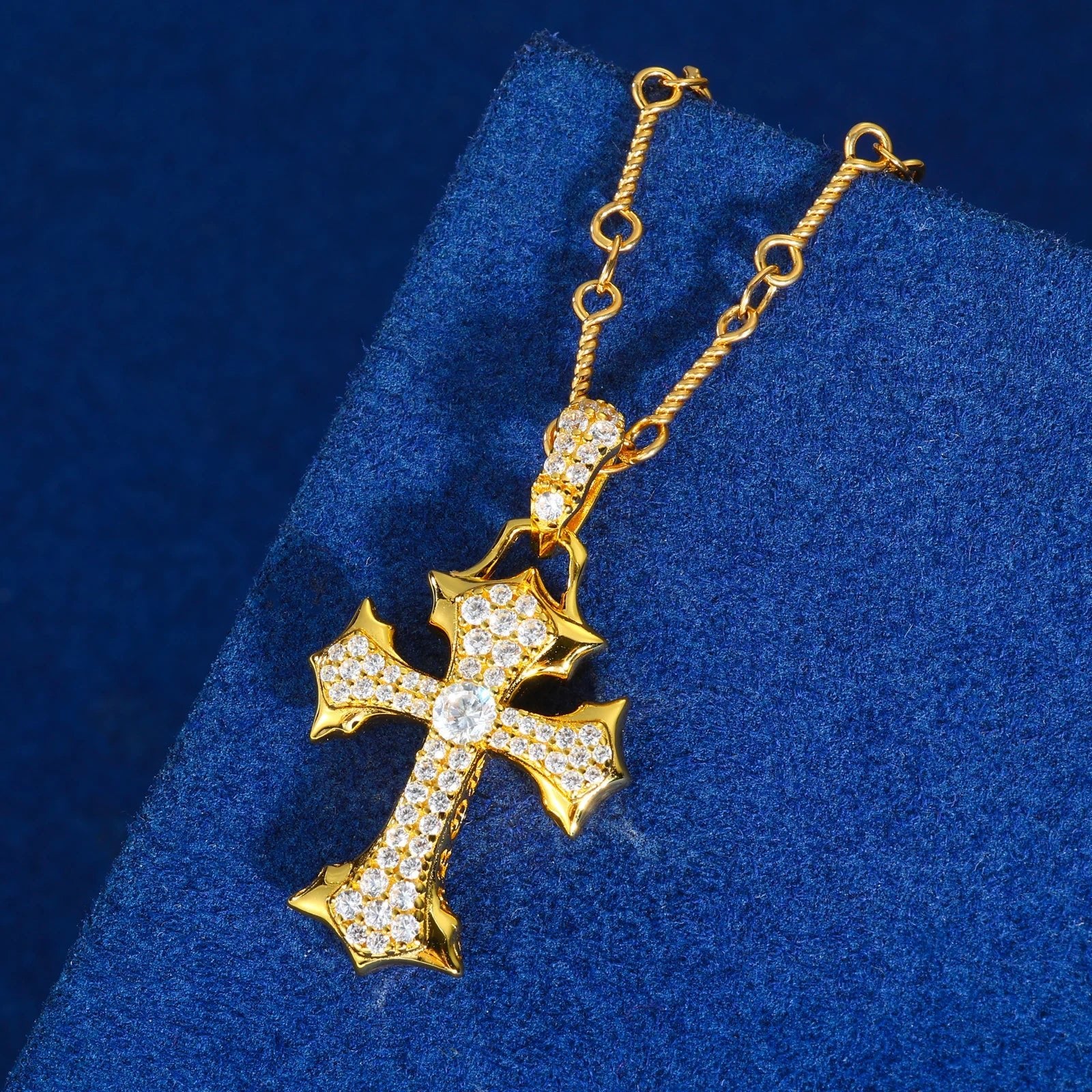 Moissanite Diamond Fleur Cross - Drip Culture Jewelry