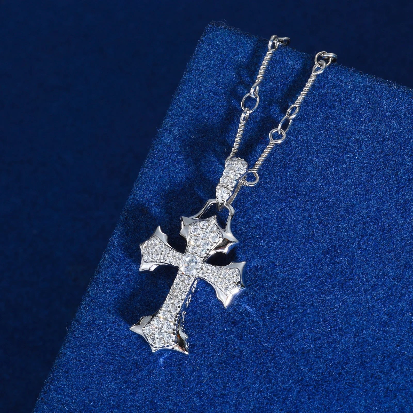 Moissanite Diamond Fleur Cross - Drip Culture Jewelry