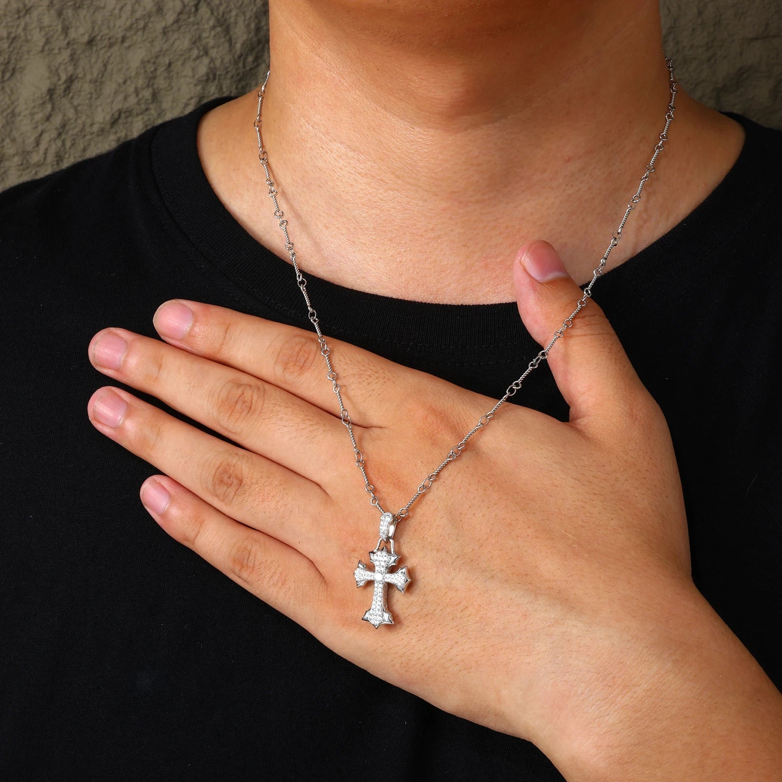 Moissanite Diamond Fleur Cross - Drip Culture Jewelry