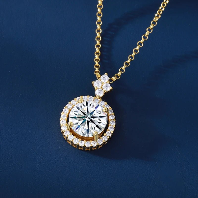 Moissanite Diamond Halo Pendant - Drip Culture Jewelry