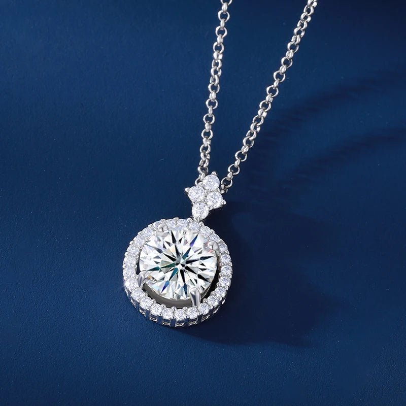 Moissanite Diamond Halo Pendant - Drip Culture Jewelry