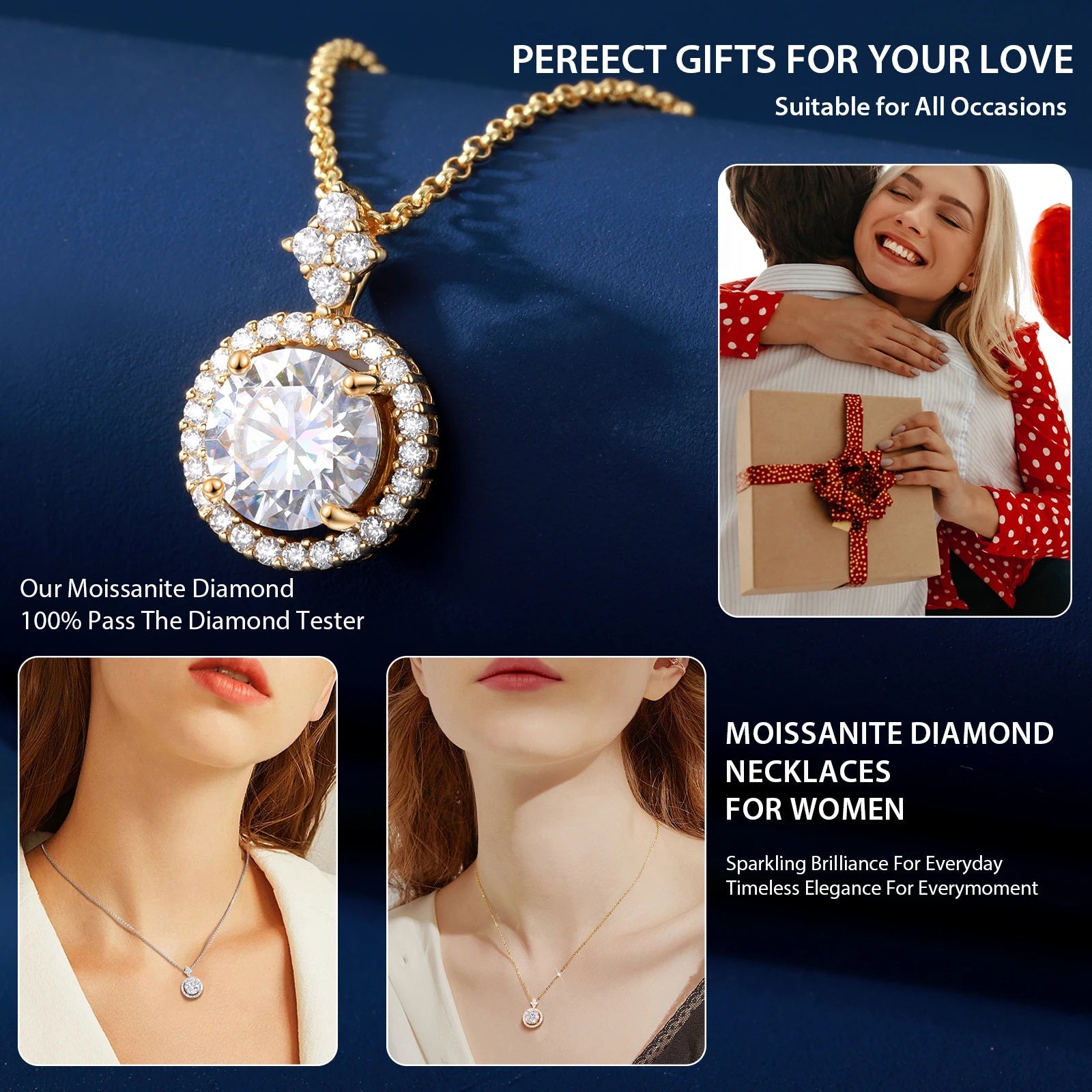Moissanite Diamond Halo Pendant - Drip Culture Jewelry