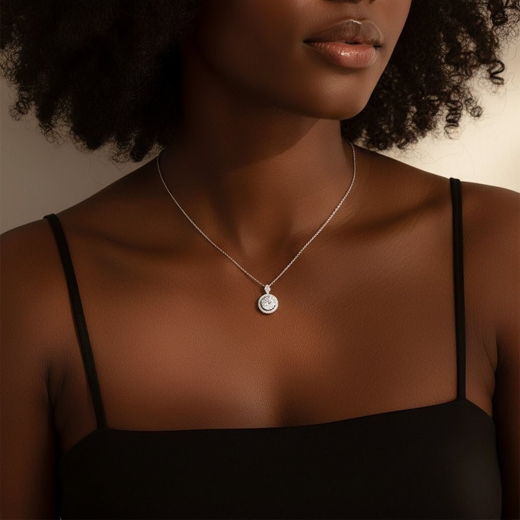 Moissanite Diamond Halo Pendant - Drip Culture Jewelry