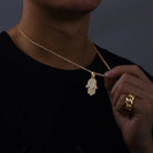 Moissanite Diamond Hand of Hamsa - Drip Culture Jewelry