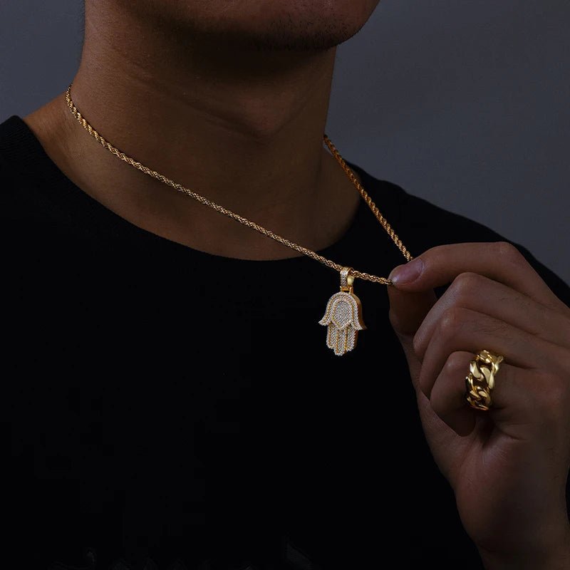 Moissanite Diamond Hand of Hamsa - Drip Culture Jewelry
