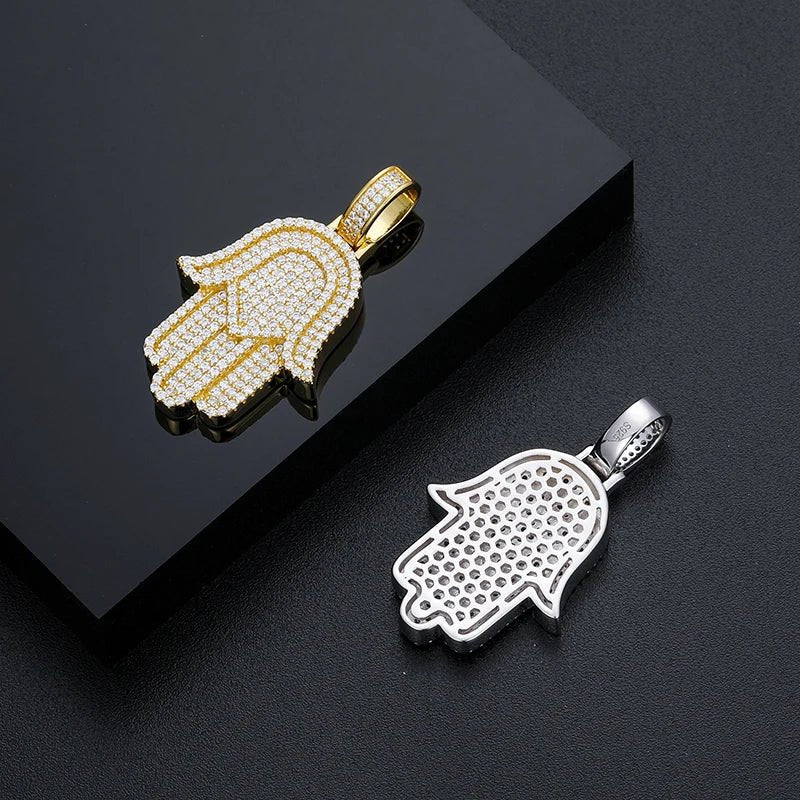 Moissanite Diamond Hand of Hamsa - Drip Culture Jewelry