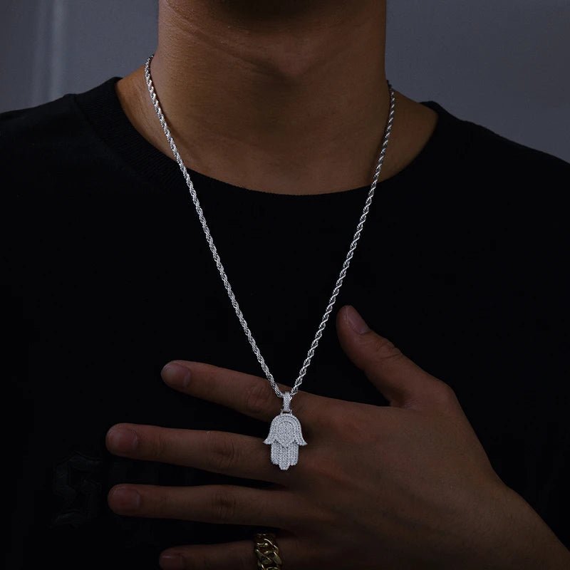 Moissanite Diamond Hand of Hamsa - Drip Culture Jewelry