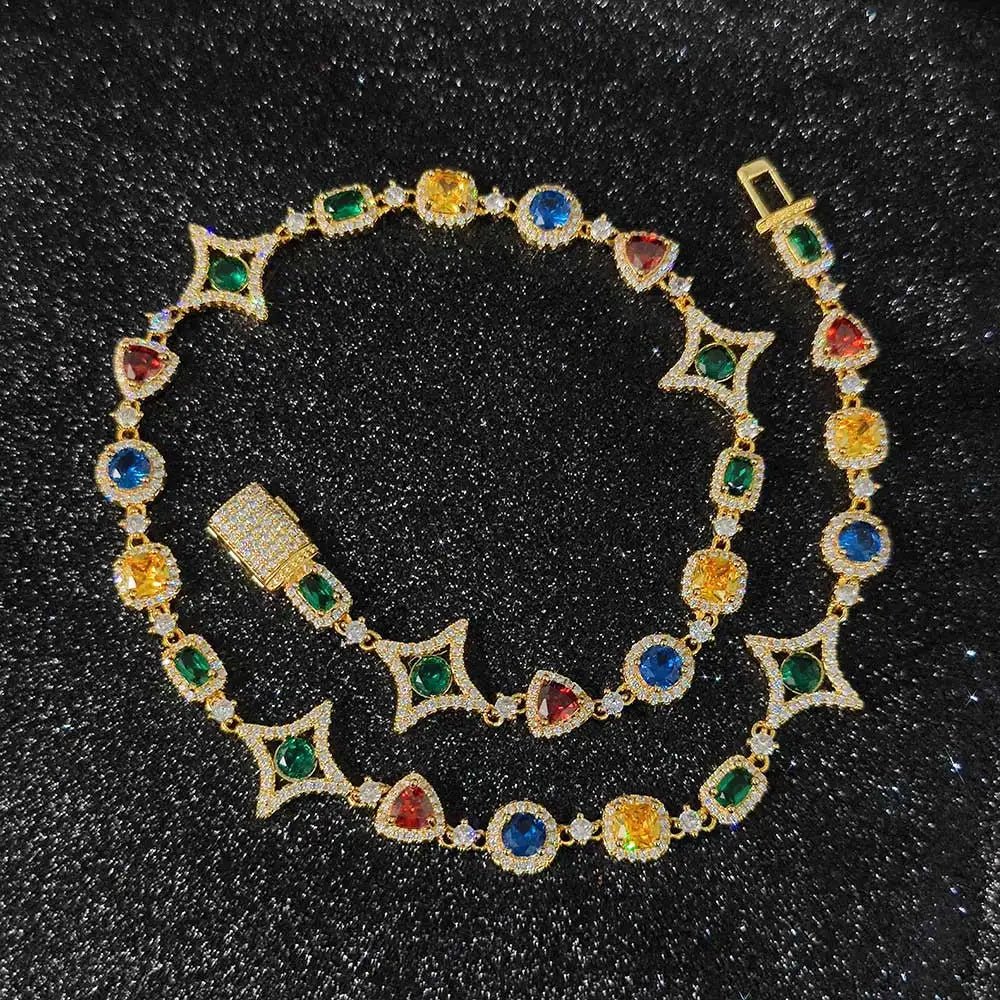Moissanite Diamond MultiColored Gemstone Chain - Drip Culture Jewelry