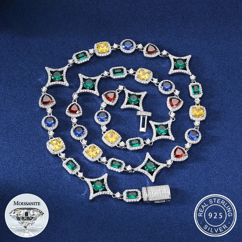 Moissanite Diamond MultiColored Gemstone Chain - Drip Culture Jewelry