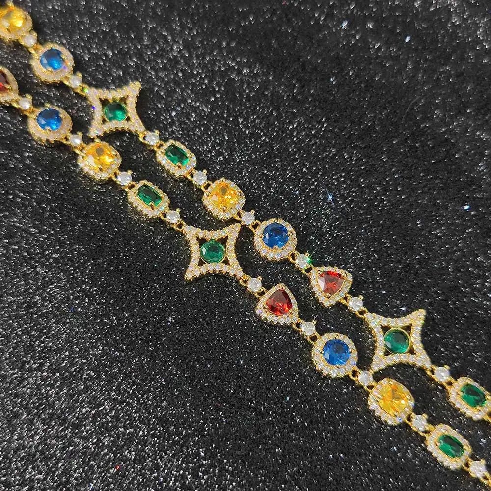 Moissanite Diamond MultiColored Gemstone Chain - Drip Culture Jewelry