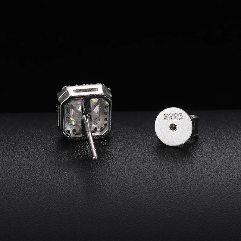 Moissanite Diamond Square Halo Stud Earrings - Drip Culture Jewelry