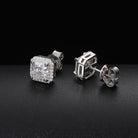 Moissanite Diamond Square Halo Stud Earrings - Drip Culture Jewelry