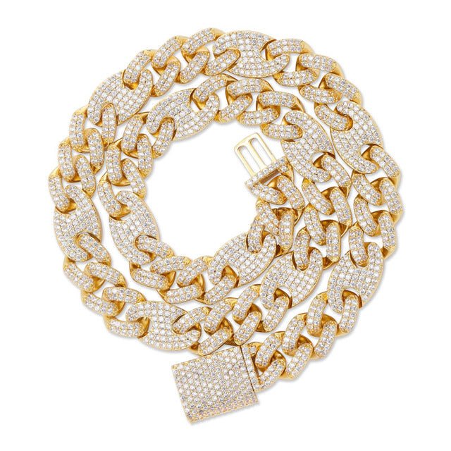 12mm 18K Gold Diamond Oval Cuban Link Chain - Drip Culture Jewelry