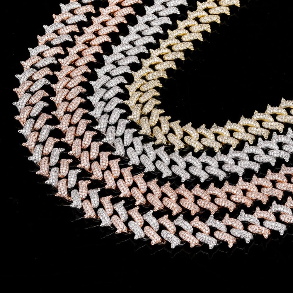 14mm 18K Gold Diamond Spike Cuban Link Chain - Drip Culture Jewelry