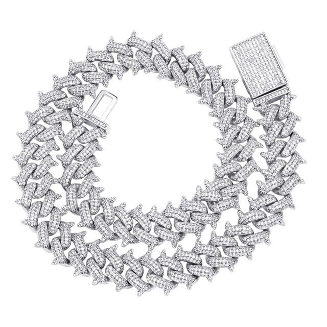 14mm 18K Gold Diamond Spike Cuban Link Chain - Drip Culture Jewelry