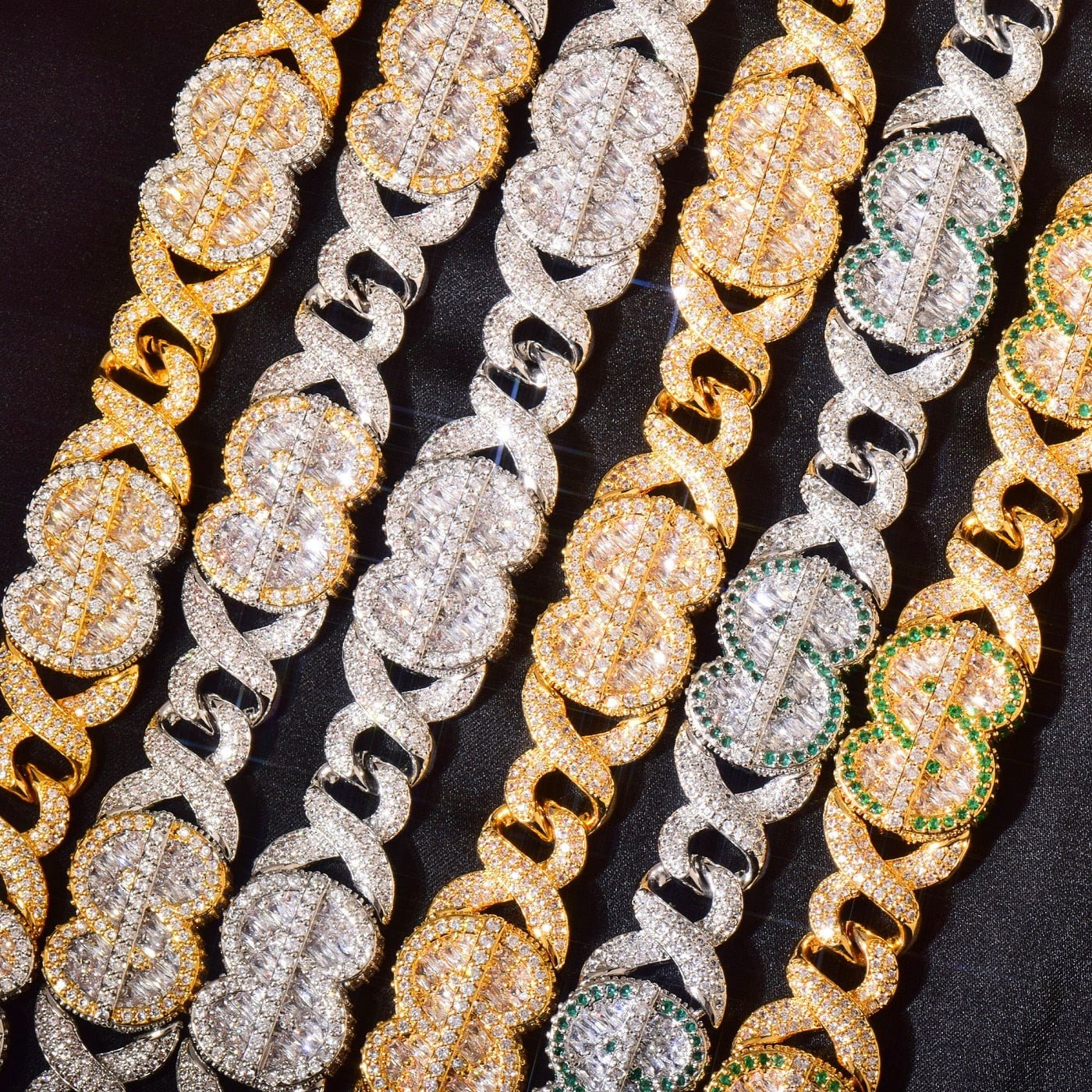 14mm Dollar Sign Infinity Link Bracelet - Drip Culture Jewelry