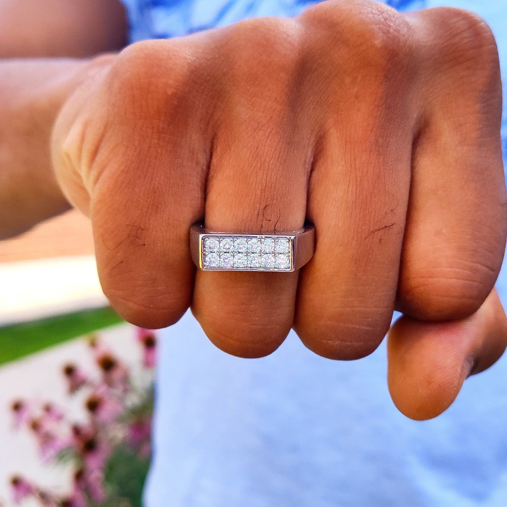 18K Gold 2 Row Diamond Ring - Drip Culture Jewelry