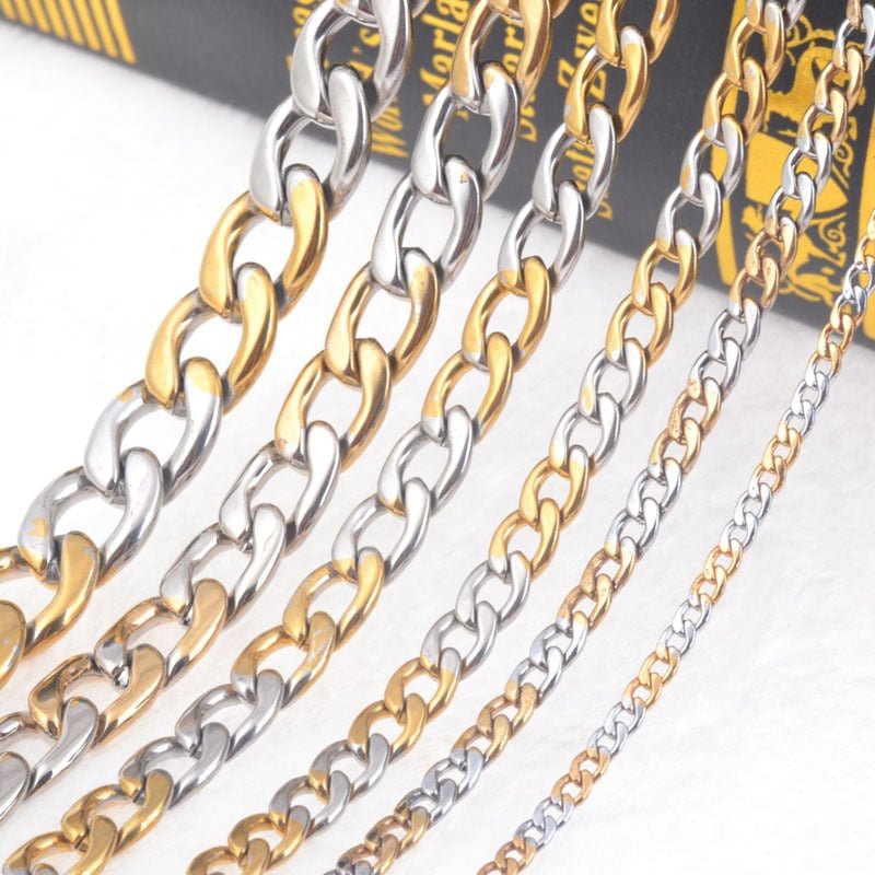 18K Gold 2 Tone Cuban Link Chain - Drip Culture Jewelry