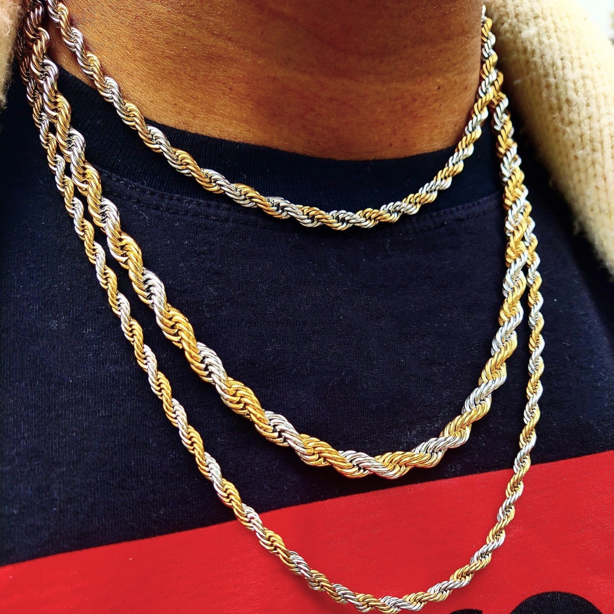 18K Gold 2 Tone Rope Chain - Drip Culture Jewelry