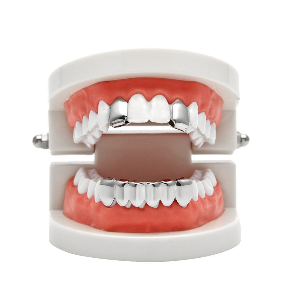 18K Gold 2 Top 6 Bottom Grillz Set - Drip Culture Jewelry