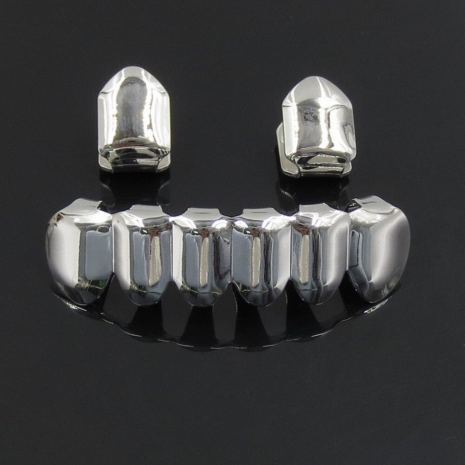 18K Gold 2 Top 6 Bottom Grillz Set - Drip Culture Jewelry
