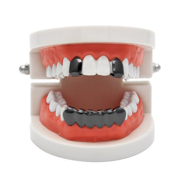 18K Gold 2 Top 6 Bottom Grillz Set - Drip Culture Jewelry