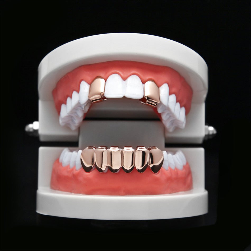 18K Gold 2 Top 6 Bottom Grillz Set - Drip Culture Jewelry