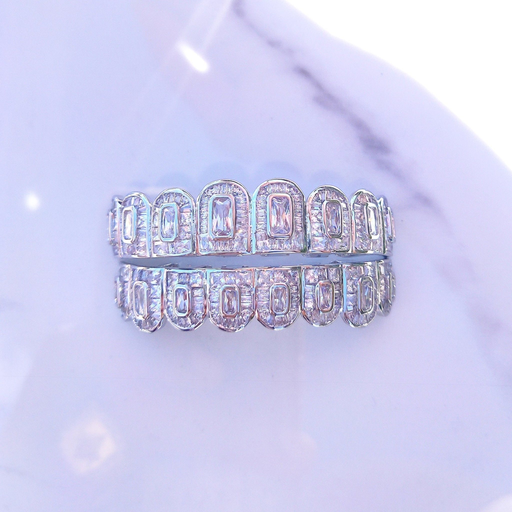 18K Gold Baguette Diamond Grillz - Drip Culture Jewelry