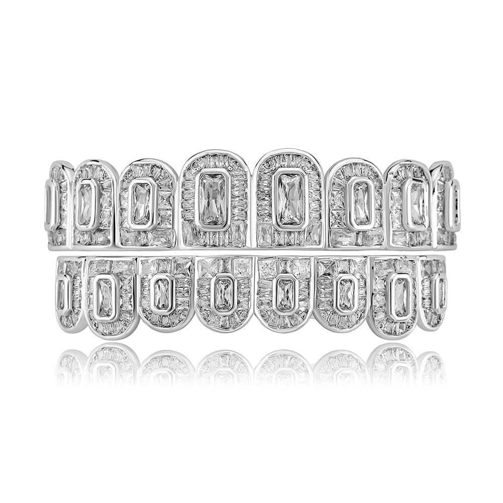 18K Gold Baguette Diamond Grillz - Drip Culture Jewelry