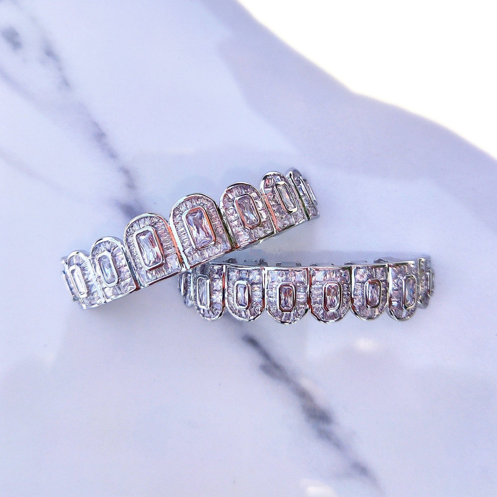 18K Gold Baguette Diamond Grillz - Drip Culture Jewelry
