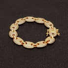 18K Gold Colored Diamond Oval Link Bracelet - Drip Culture Jewelry