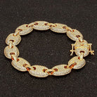18K Gold Colored Diamond Oval Link Bracelet - Drip Culture Jewelry
