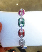 18K Gold Colored Diamond Oval Link Bracelet - Drip Culture Jewelry