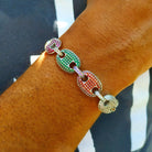 18K Gold Colored Diamond Oval Link Bracelet - Drip Culture Jewelry