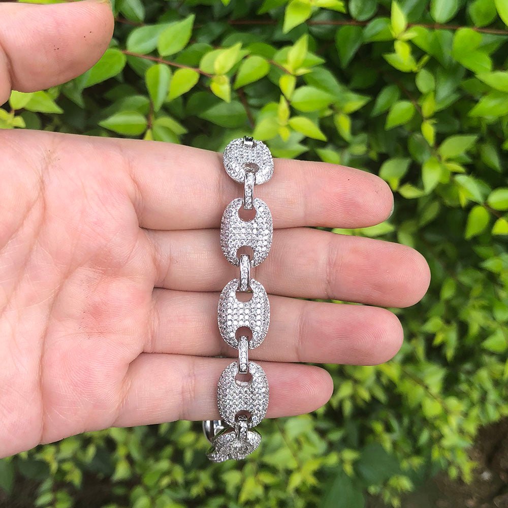 18K Gold Colored Diamond Oval Link Bracelet - Drip Culture Jewelry