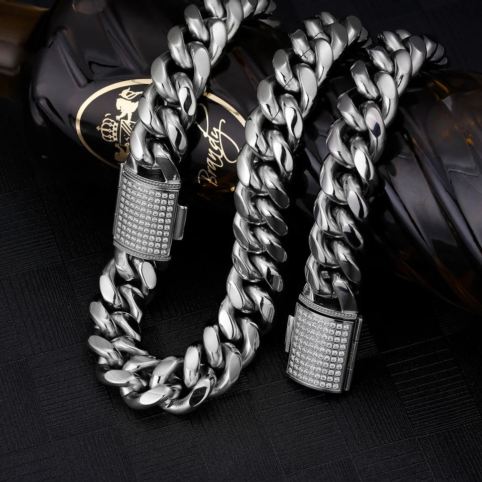 18k Gold Cuban Link Chain with Diamond Clasp - Drip Culture Jewelry