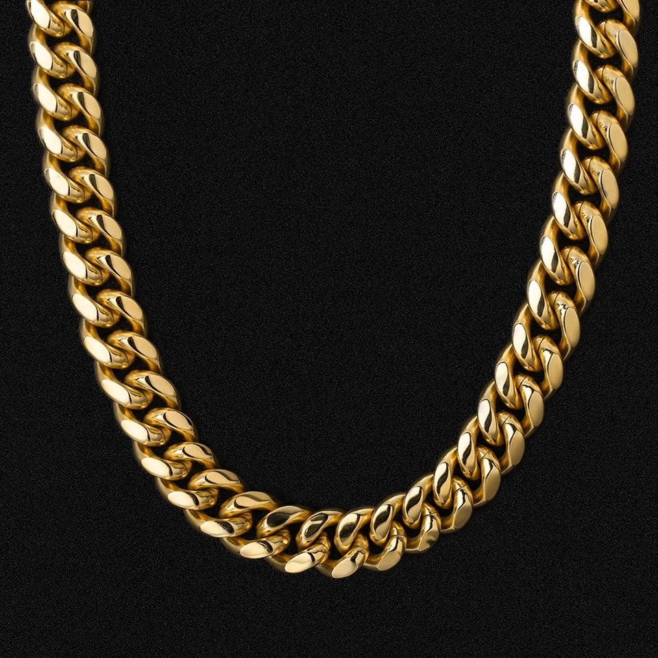 18k Gold Cuban Link Chain with Diamond Clasp - Drip Culture Jewelry
