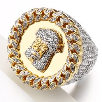 18K Gold Cuban Link Jesus Ring - Drip Culture Jewelry